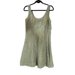 Ann Taylor loft size 12 petite sleeveless light blue gray beige embroidery dress